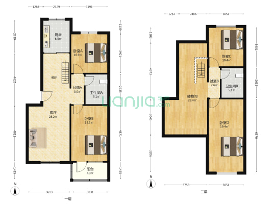 电影院小区 4室1厅2卫 92平方