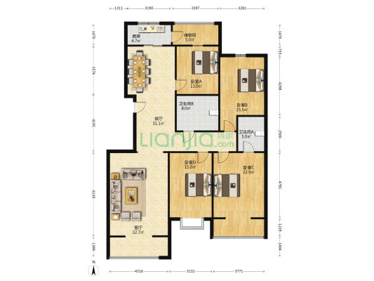 山大藴华庄 4室2厅2卫 180平方