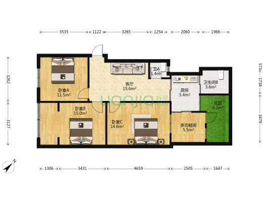 塔山北街 4室1厅2卫 70平方