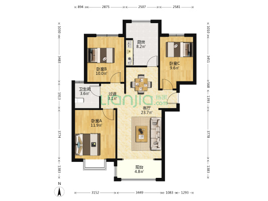 牛驼温泉小镇 3室1厅1卫 103平方