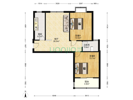 金荷苑 2室1厅1卫 89平方