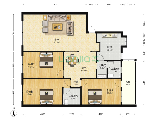 相府路22号 3室2厅3卫 146平方