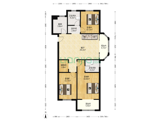 御水帝景城二期 3室1厅3卫 121平方