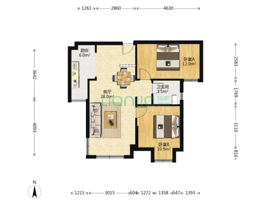 尚湖熙园 2室1厅1卫 85平方