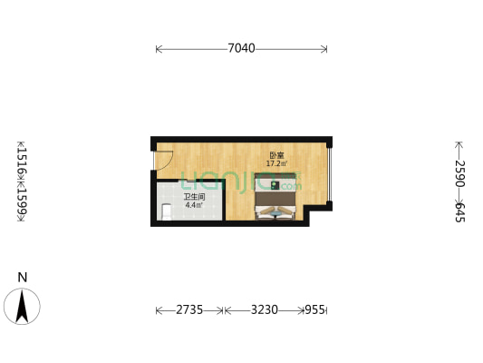 缇香广场 1室0厅1卫 36平方