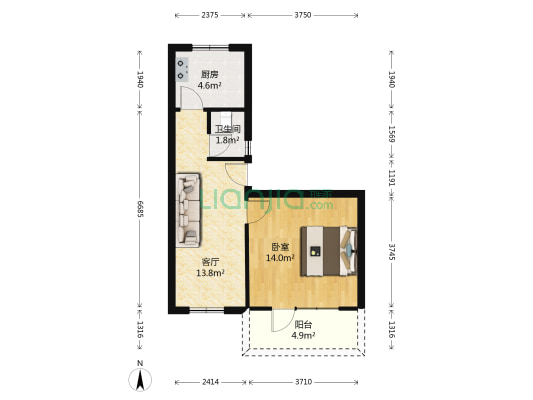 人民街 1室1厅1卫 48平方