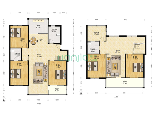 瑞丰花园 5室2厅3卫 218平方