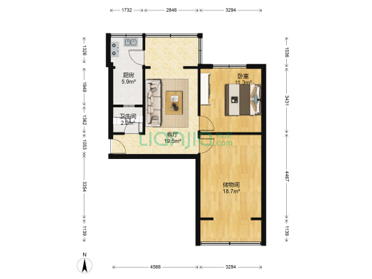 文苑路48号 1室1厅1卫 66平方