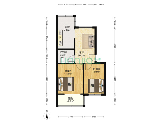 新兴小区 2室1厅1卫 57平方