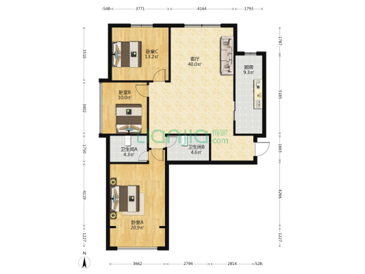 泓昇大城小院 3室1厅2卫 134平方