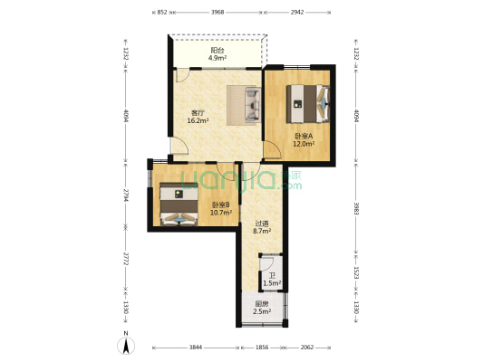 东园 2室1厅1卫 55平方