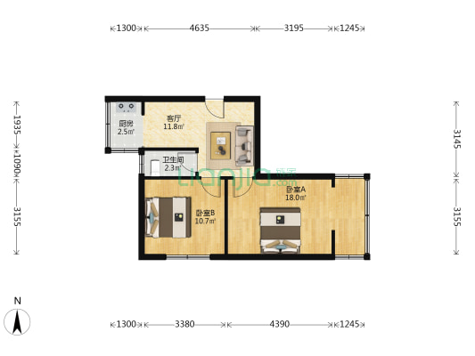 宅吉麻冲路太乙井335号（新号协合巷32号） 2室1厅1卫 53平方