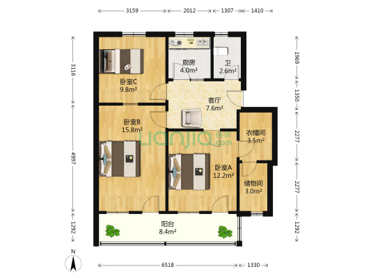 魏都路11号 3室1厅1卫 74平方