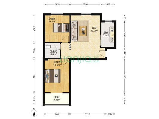 华生汉口城市广场四期四区 2室1厅1卫 84平方