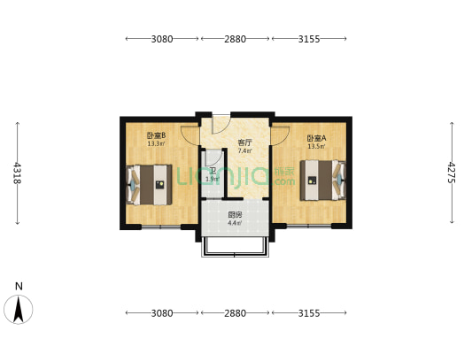 农业局宿舍 2室1厅1卫 49平方
