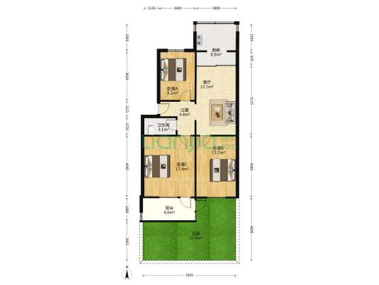 西七路94号 3室1厅1卫 93平方