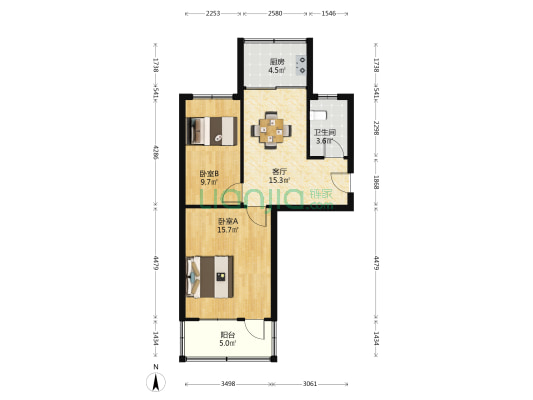 聚氨酯家属楼 2室1厅1卫 63平方