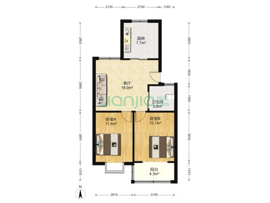金瑞新城四村 2室1厅1卫 74平方