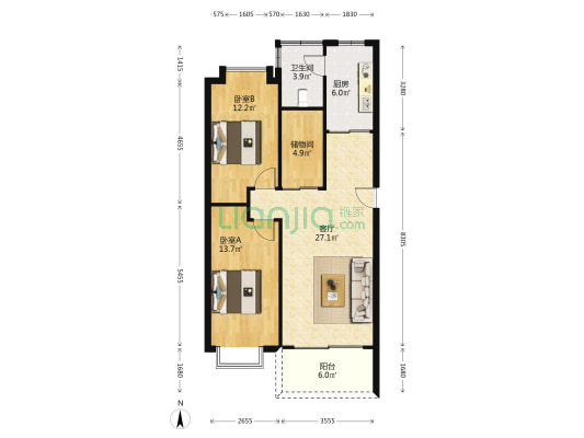 荔翠苑 2室1厅1卫 89平方