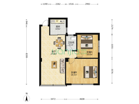 通华小区 2室1厅1卫 70平方
