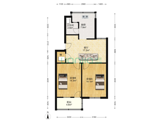 万善园二村 2室1厅1卫 76平方