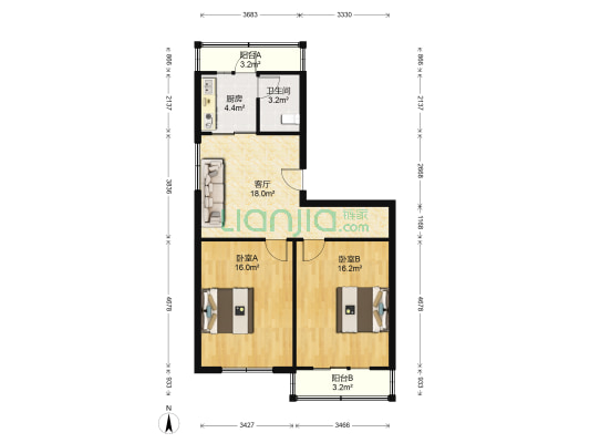 三隆紫藤苑 2室1厅1卫 89平方