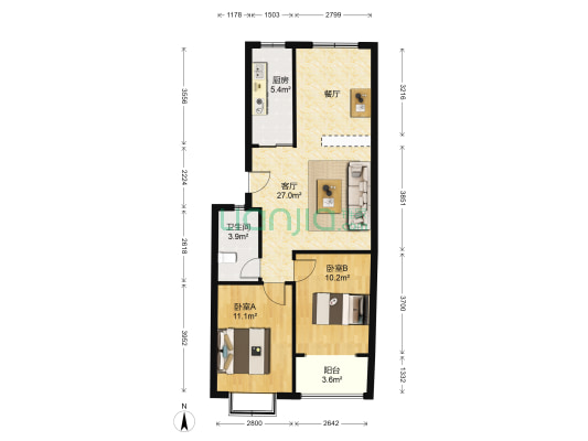 祥和世家 2室1厅1卫 84平方