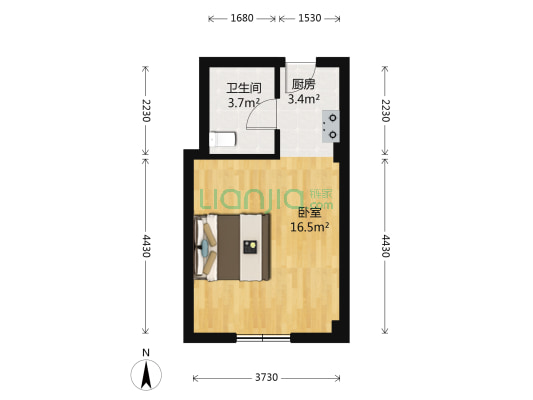 祥龙大厦 1室0厅1卫 34平方