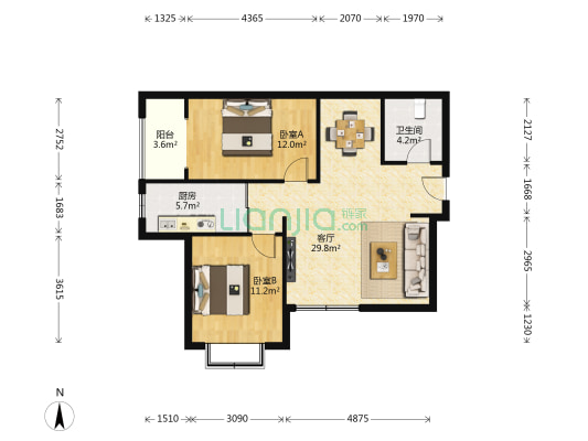 三易旺族丽景 2室1厅1卫 97平方
