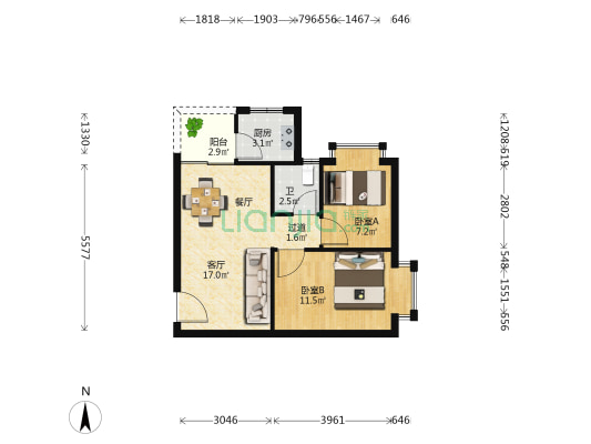 御華苑 2室1厅1卫 57平方