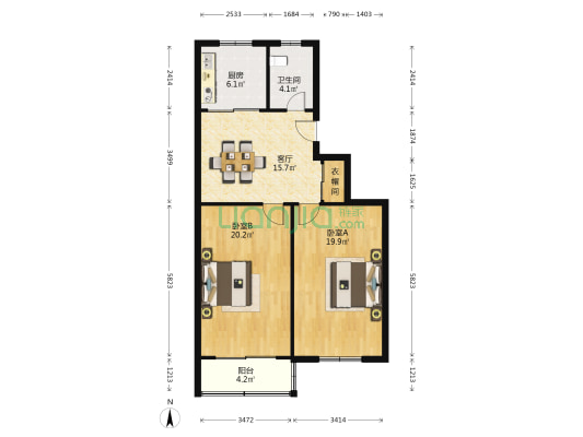人民东路 2室1厅1卫 85平方