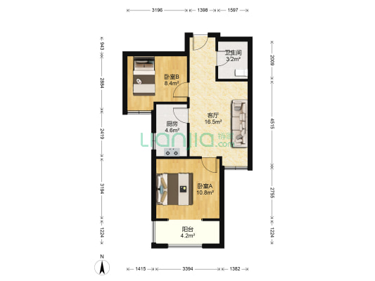 丰和苑二期 2室1厅1卫 66平方