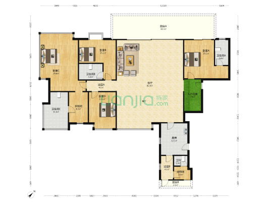 鹏瑞天玥 4室1厅4卫 324平方