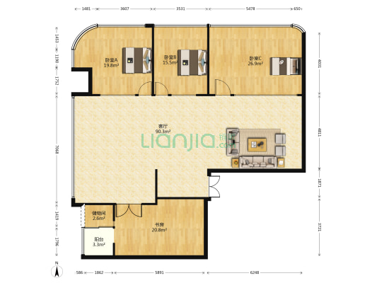 中银国际大厦 4室1厅0卫 248平方