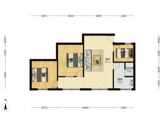 新宁二街 3室1厅1卫 64平方