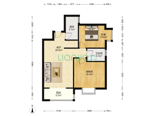 润德天悦城云贤园 1室1厅1卫 89平方