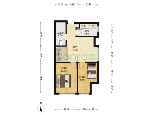 国运壹号 2室1厅1卫 73平方