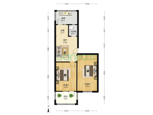 和平西路373号 2室1厅1卫 67平方