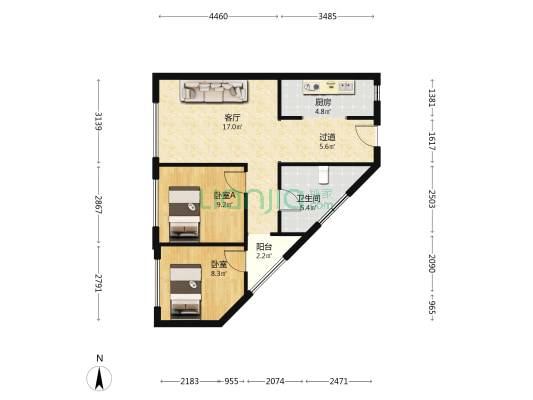 云尚城薇海园 2室1厅1卫 81平方