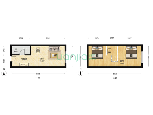 卓越江岸 1室1厅1卫 36平方