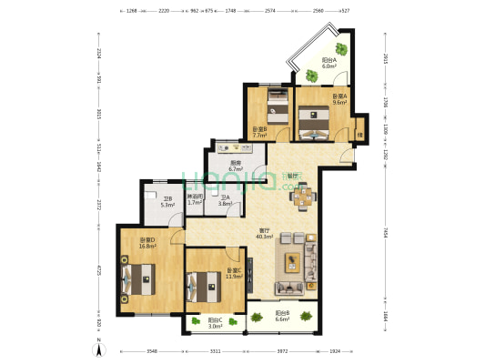 风雅水岸 4室1厅3卫 167平方