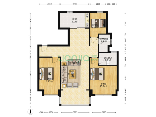 碧桂园二期时光里 3室1厅2卫 125平方