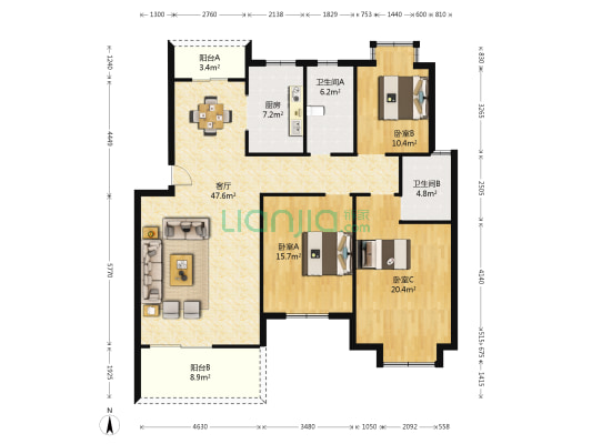 金华奥林匹克花园 3室1厅2卫 137平方