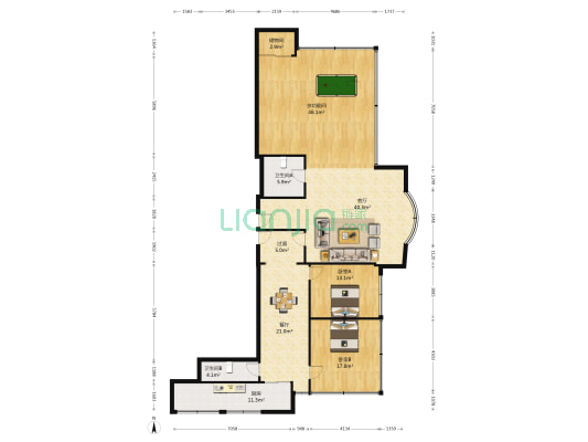 正大国际公寓 3室2厅2卫 227平方
