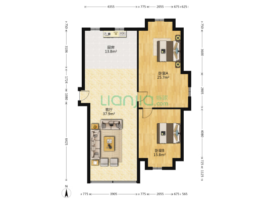 宏达国际花园 2室1厅0卫 106平方