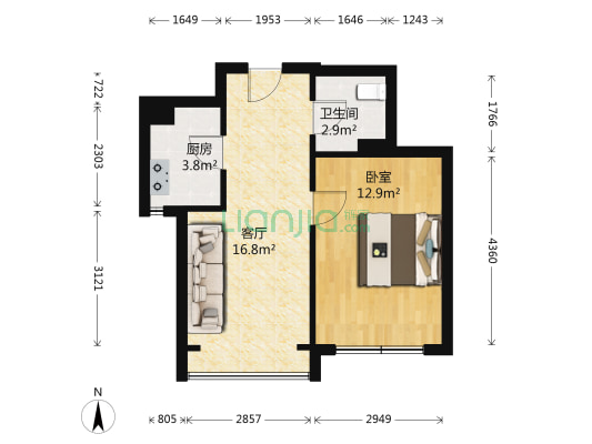 金港天府 1室1厅1卫 54平方