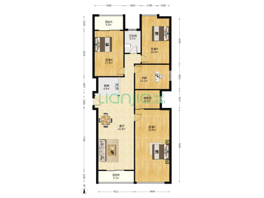 华侨城(闵行) 4室1厅1卫 192平方