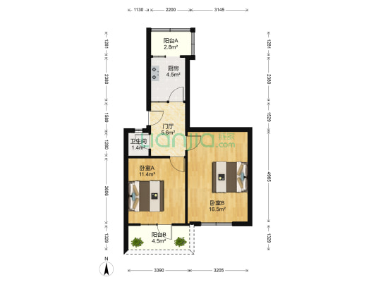 建设北路一段5号 2室0厅1卫 51平方
