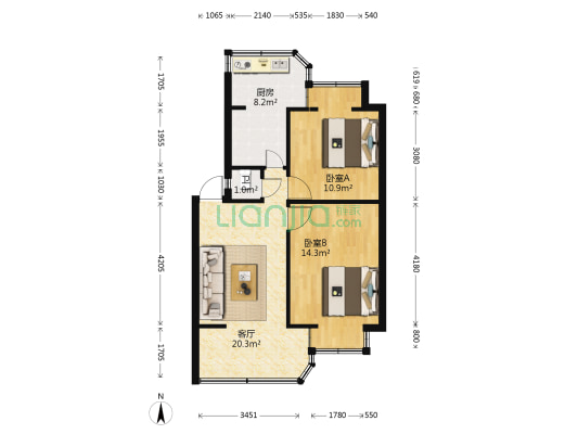 昆明理工大学白龙苑 2室1厅1卫 49平方