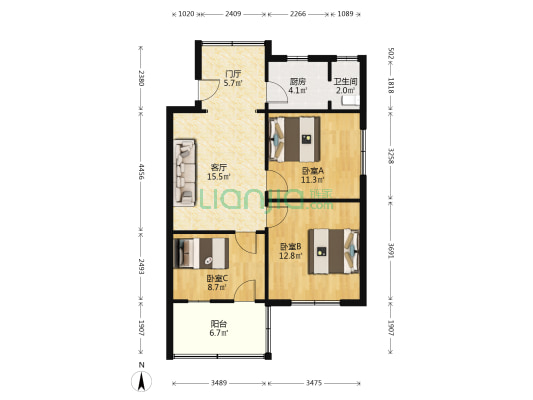 旭日南大道97号 3室1厅1卫 78平方